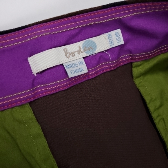 BODEN Anthro Brown Purple Suede Floral Skirt 8 - Picture 6 of 13